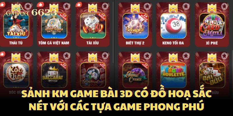 Sảnh game bài WG 3D hấp dẫn người chơi